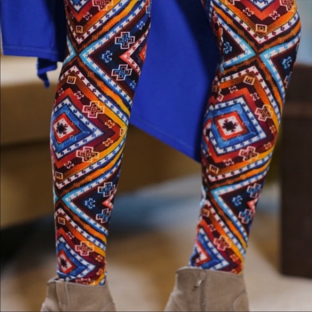 Multi Color Aztec Soft Brushed Leggings - Picture 3 of 4